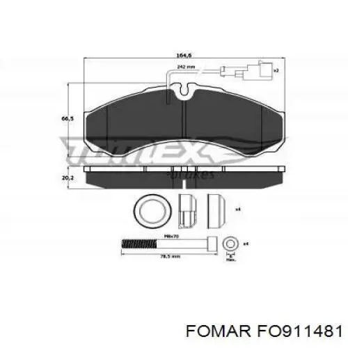Задние тормозные колодки FO911481 Fomar Roulunds