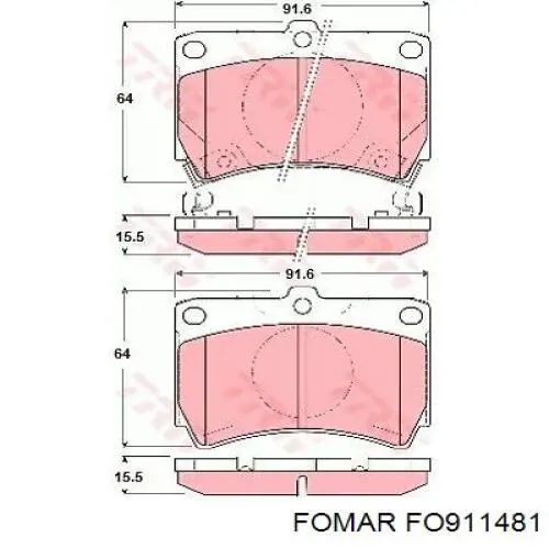 FO911481 Fomar Roulunds Колодки тормозные дисковые комплект