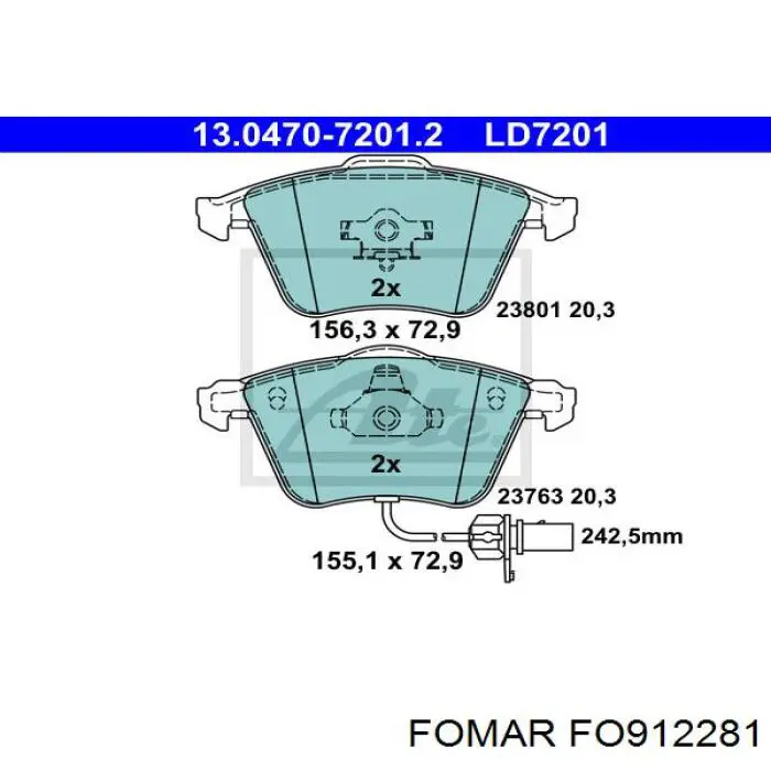 Тормозные колодки Fomar Roulunds FO912281