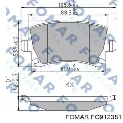 Задние тормозные колодки FO912381 Fomar Roulunds