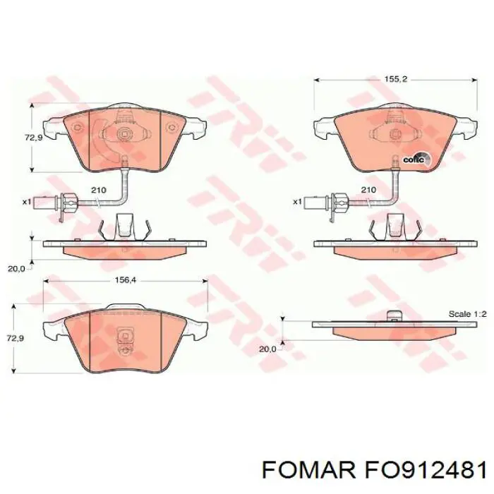 Тормозные колодки Fomar Roulunds FO912481