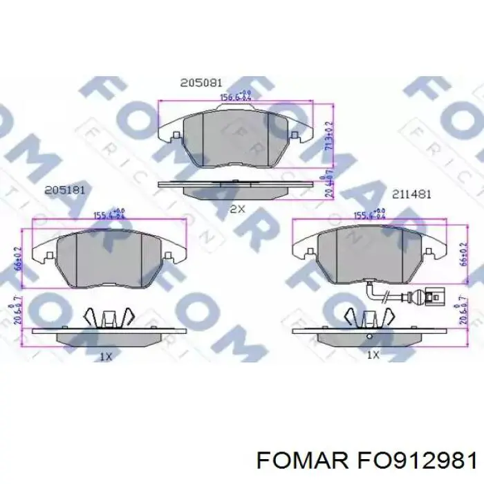 Колодки тормозные передние дисковые FOMAR FO912981
