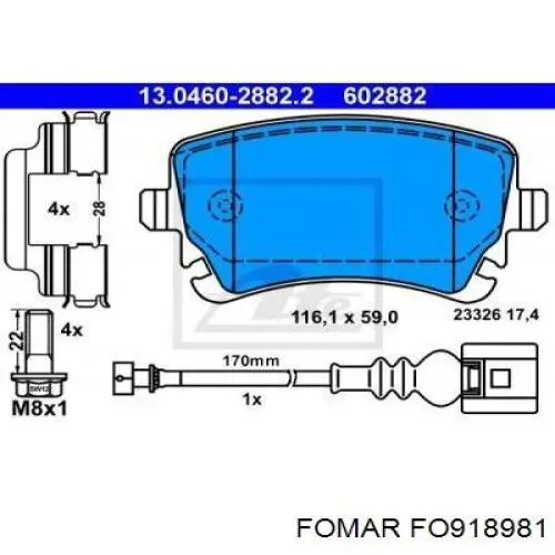 Передние тормозные колодки FO918981 Fomar Roulunds