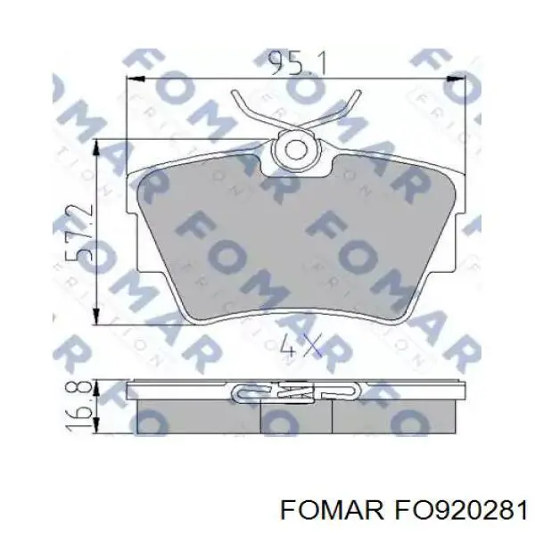 Задние тормозные колодки FO920281 Fomar Roulunds