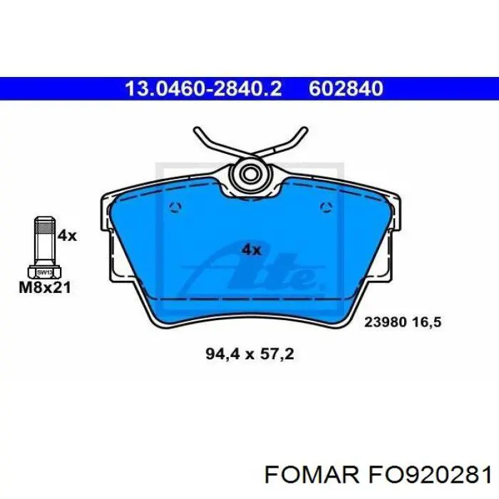 Купить FO920281 Fomar Roulunds Колодки тормозные задние, дисковые