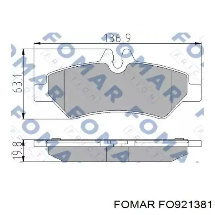 FO921381 Fomar Roulunds sapatas do freio traseiras de disco