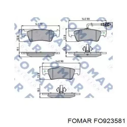 Задние тормозные колодки FO923581 Fomar Roulunds