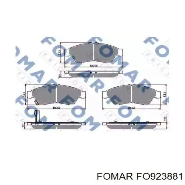 Передние тормозные колодки FO923881 Fomar Roulunds