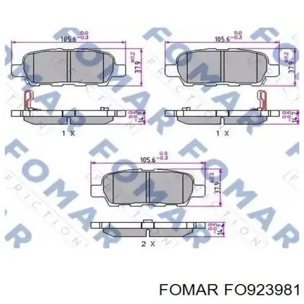 Задние тормозные колодки FO923981 Fomar Roulunds