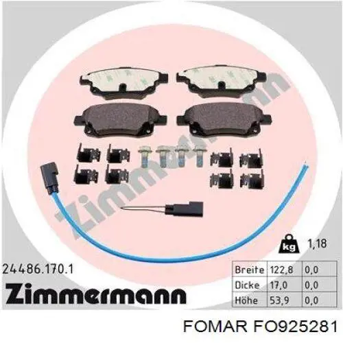 FO925281 Fomar Roulunds Колодки тормозные дисковые комплект