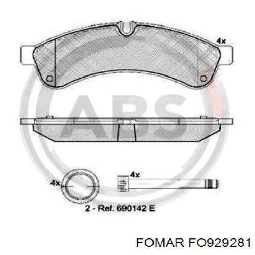 Задние тормозные колодки FO929281 Fomar Roulunds