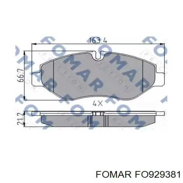 Передние тормозные колодки 929381 Fomar Roulunds