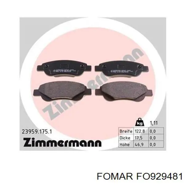 Купить FO929481 Fomar Roulunds Колодки тормозные