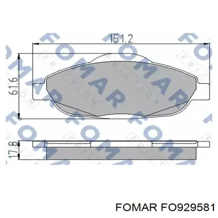 FO 929581 Fomar Roulunds колодки тормозные передние дисковые