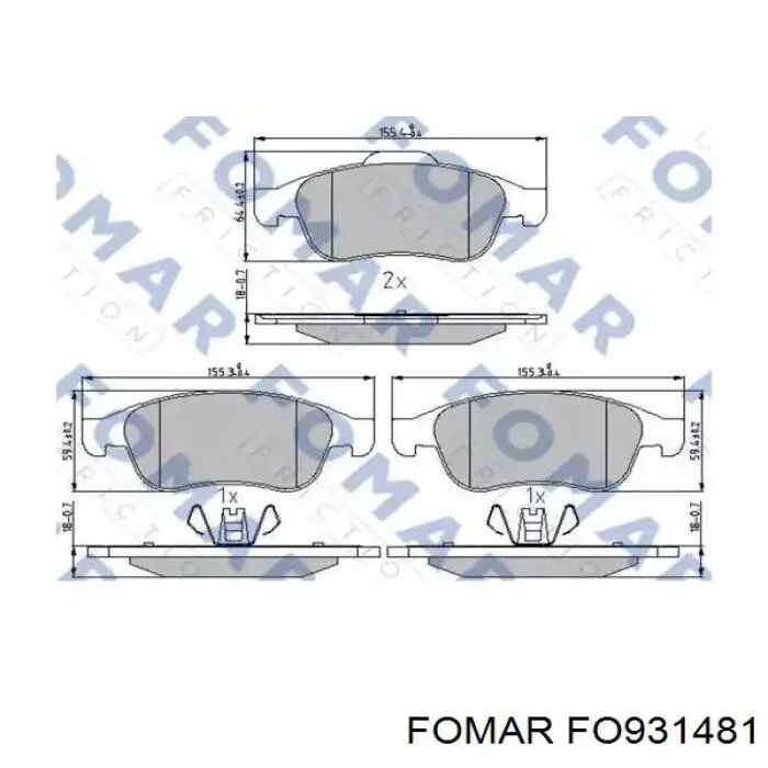 Передние тормозные колодки FO931481 Fomar Roulunds