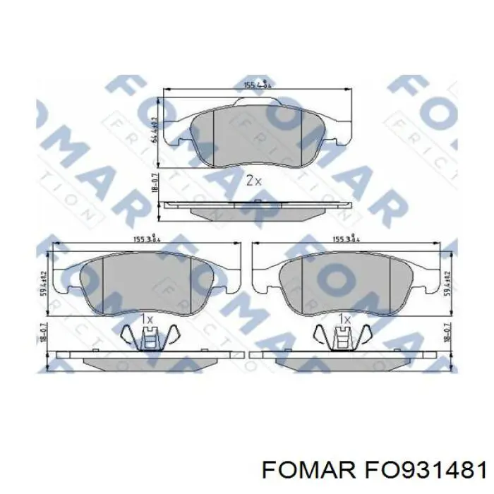 Колодки гальмівні передні, дискові FO931481 Fomar Roulunds