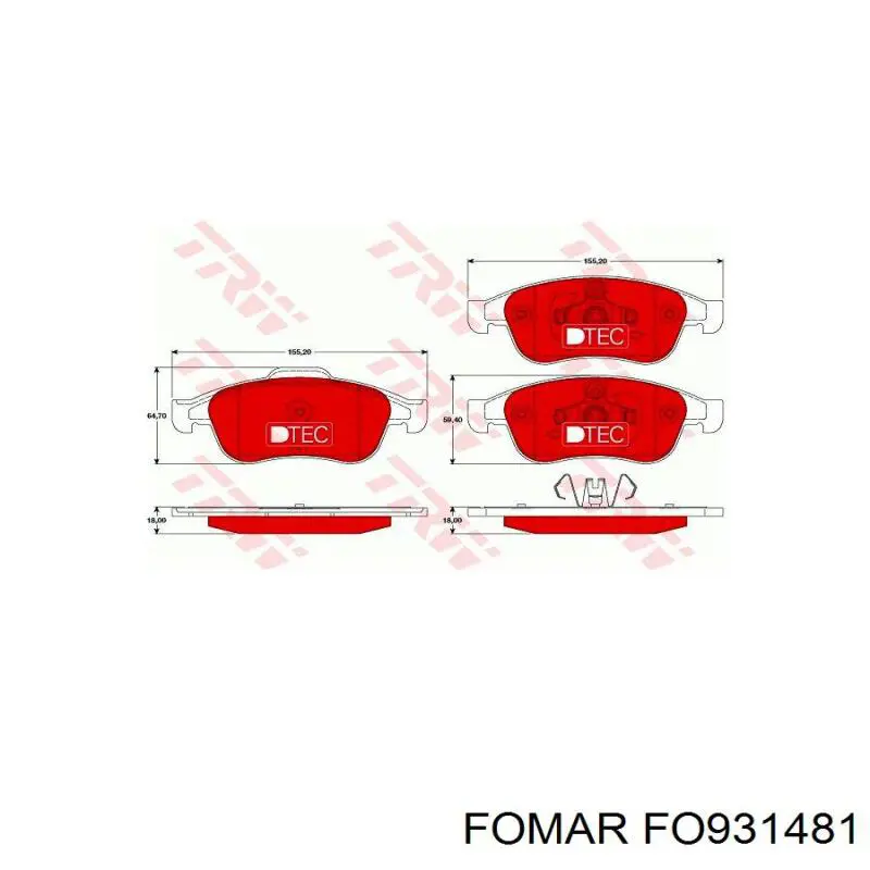 FO931481 Fomar Roulunds Колодки передние