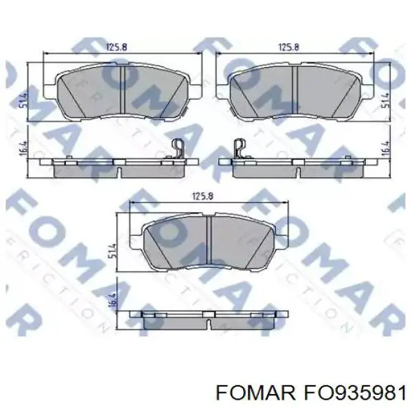 Передние тормозные колодки FO935981 Fomar Roulunds