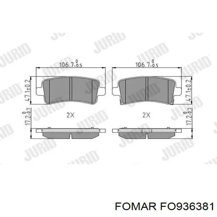 Колодки гальмові задні, дискові FO936381 Fomar Roulunds