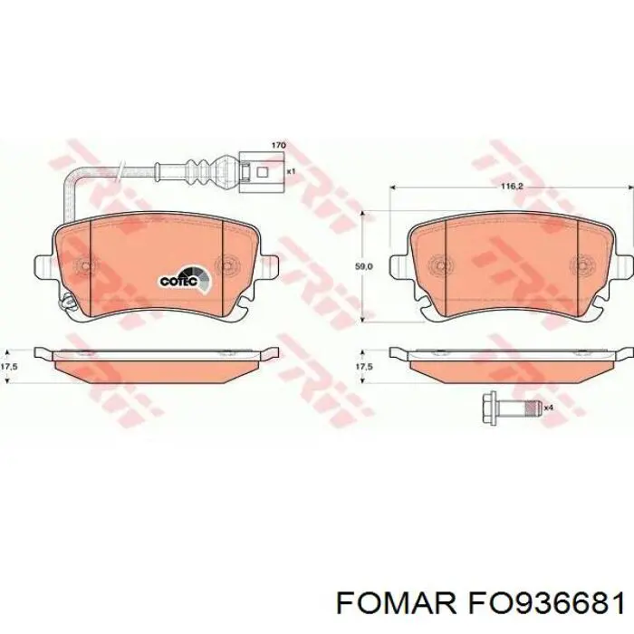 Задние тормозные колодки 7HO698451 VAG