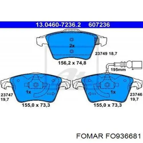 Задние тормозные колодки FO936681 Fomar Roulunds