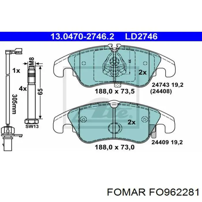Передние тормозные колодки D476E Dafmi