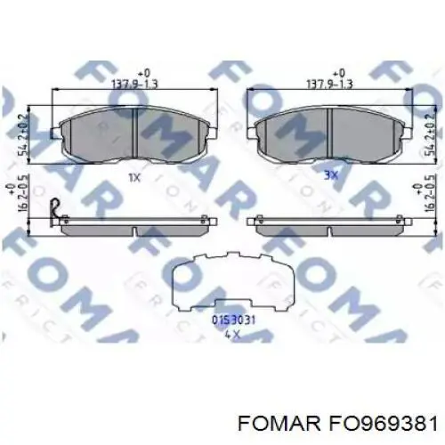 FO969381 Fomar Roulunds колодки тормозные передние дисковые