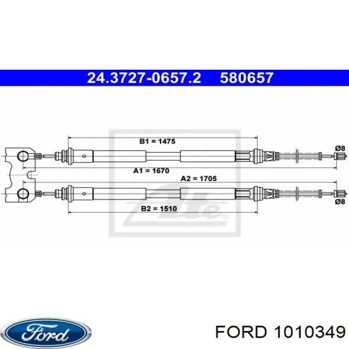 Задний трос ручника Ford 1010349 цена, от 21.50 USD