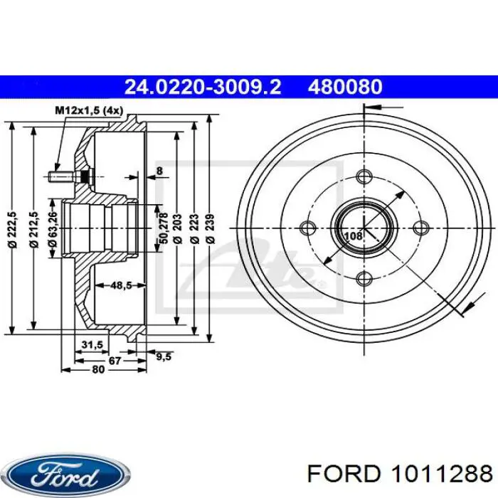1011288 Ford барабан тормозной задний