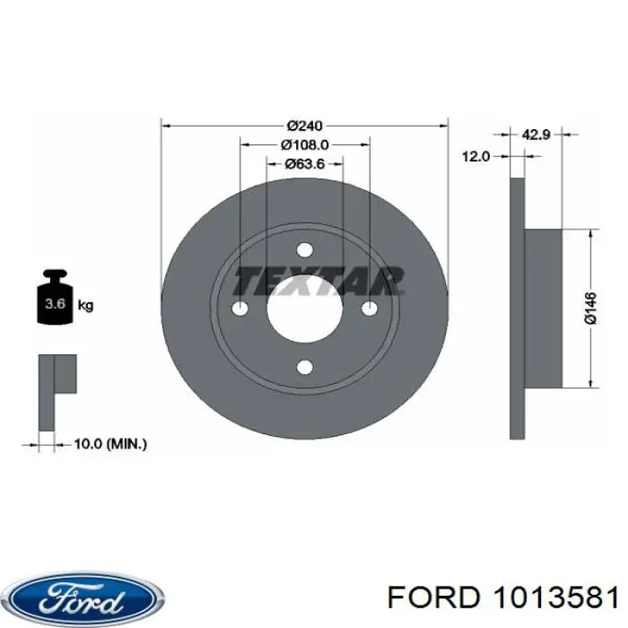 Тормоз дисковый передний Ford 1013581 цена, от 21.70 USD