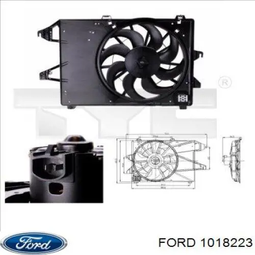 1020757 Ford difusor do radiador de esfriamento, montado com motor e roda de aletas