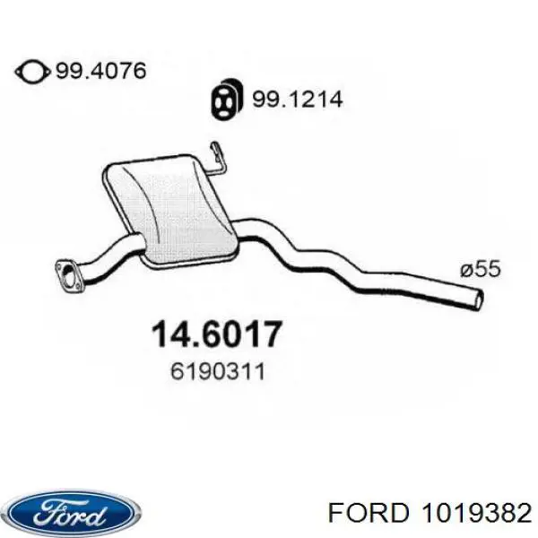 1019382 Ford глушитель, центральная часть