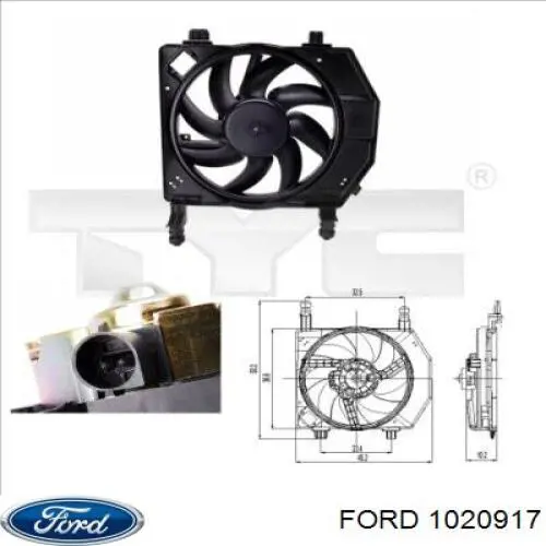 1020917 Ford диффузор радиатора охлаждения, в сборе с мотором и крыльчаткой