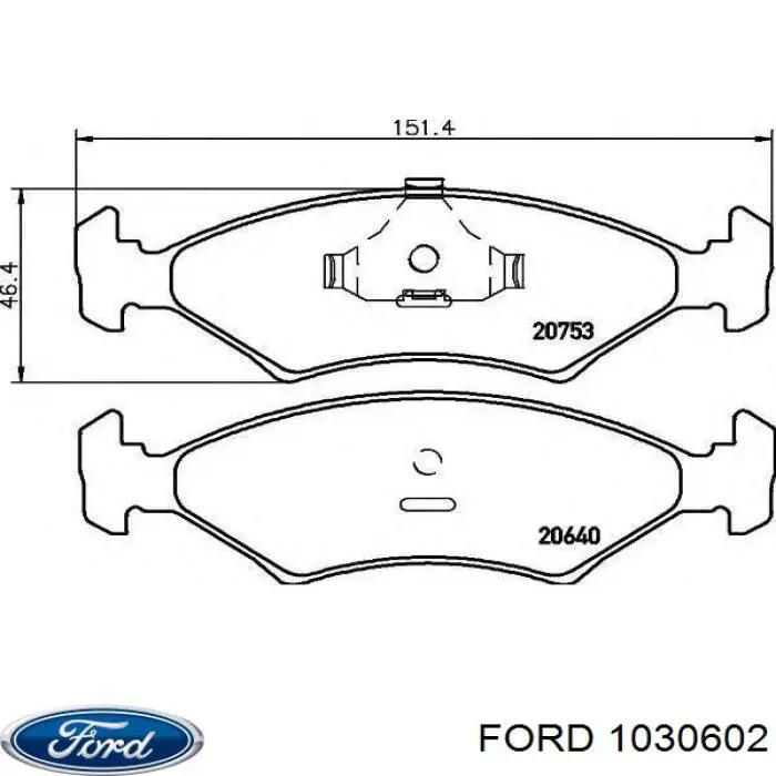 Передние тормозные колодки 1030602 Ford