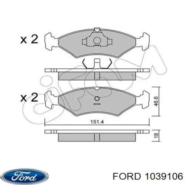 Передние тормозные колодки 1039106 Ford