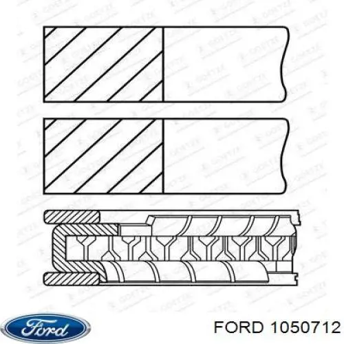 Кольца поршневые на 1 цилиндр, STD. Ford 1050712
