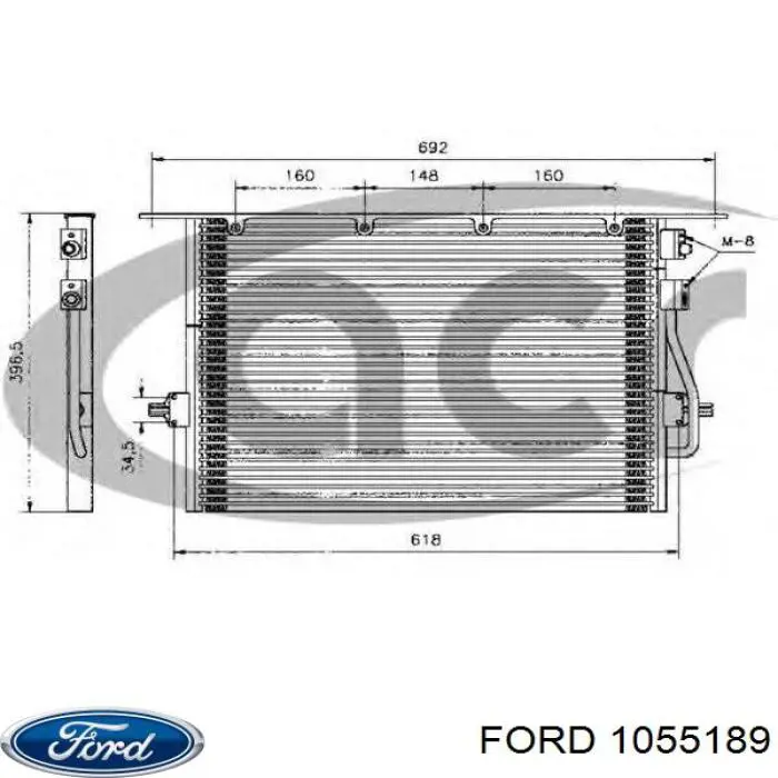 Радиатор кондиционера 1055189 Ford