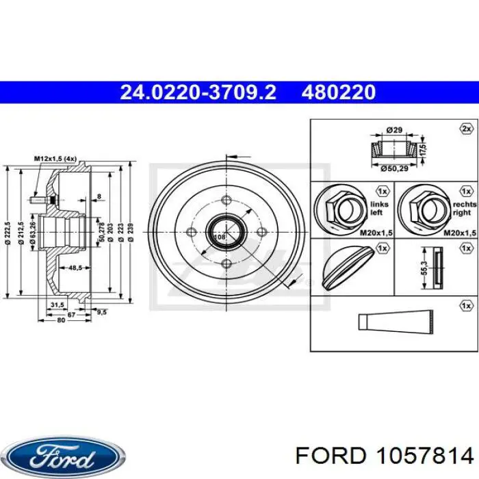 1057814 Ford барабан тормозной задний