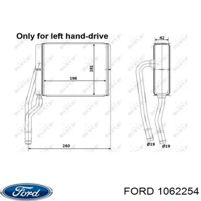 1062254 Ford radiador de forno (de aquecedor)