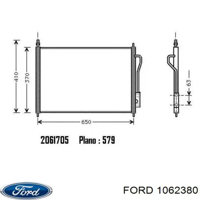 Радиатор кондиционера 1062380 Ford