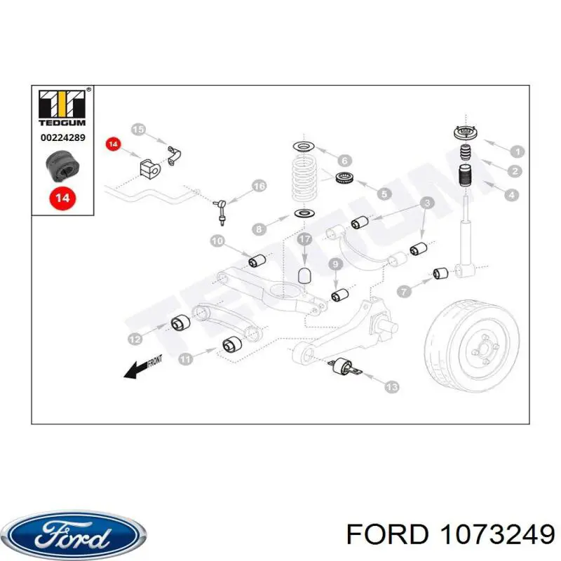 Купить 1073249 Ford Втулка заднего стабилизатора