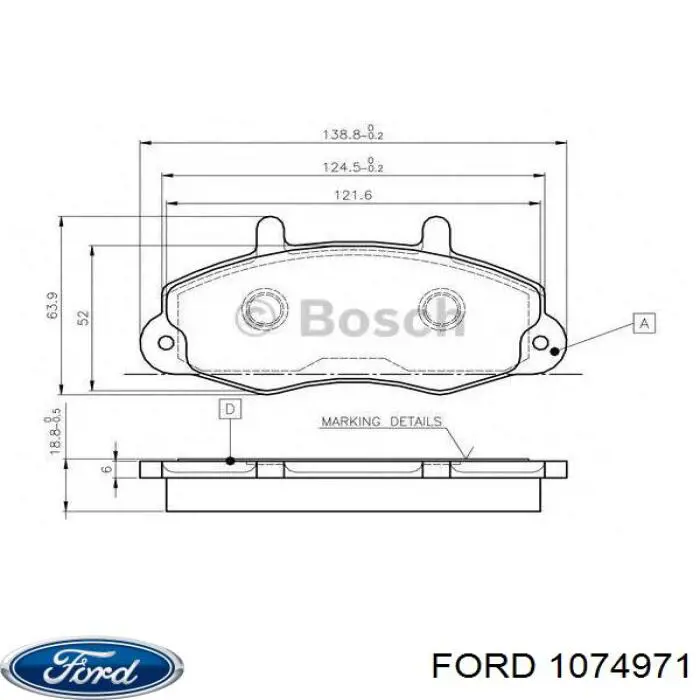 Передние тормозные колодки 1074971 Ford