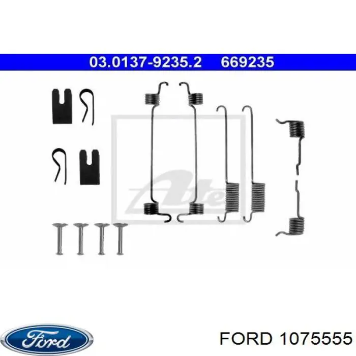 Купить 1075555 Ford Монтажный комплект задних барабанных колодок