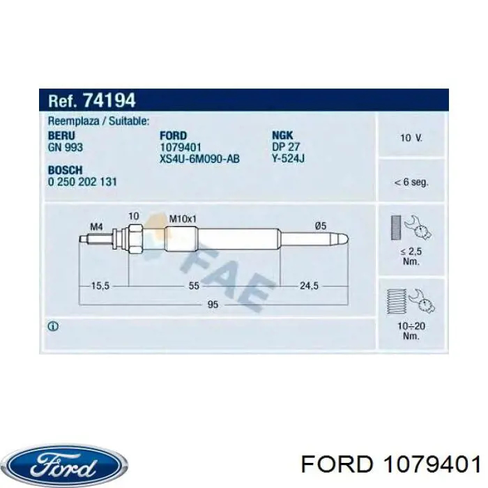 Купить 1079401 Ford Свечи накала