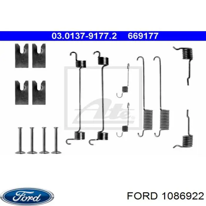 1086922 Ford монтажный комплект задних барабанных колодок