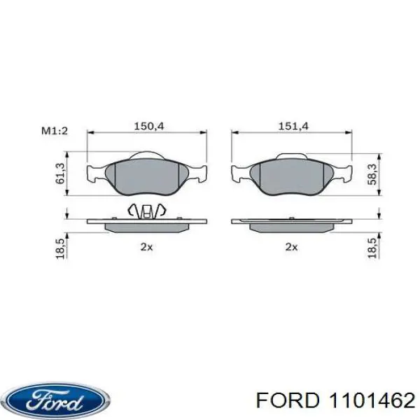 1101462 Ford колодки тормозные передние дисковые