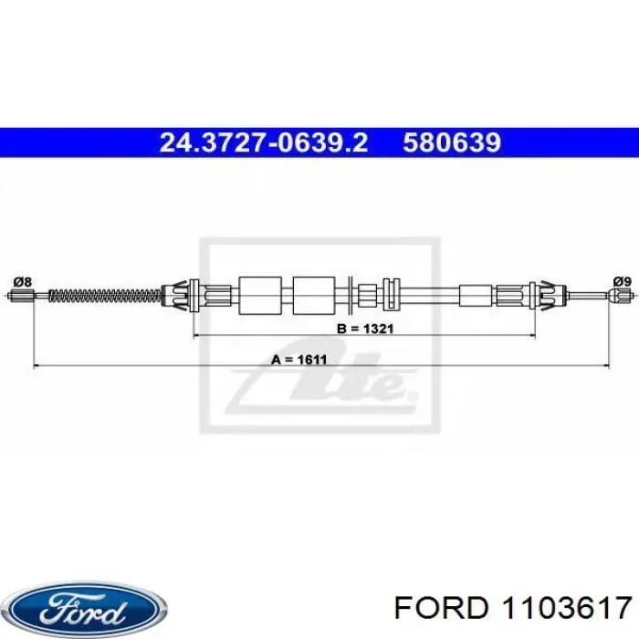 Задний трос ручника 1103617 Ford