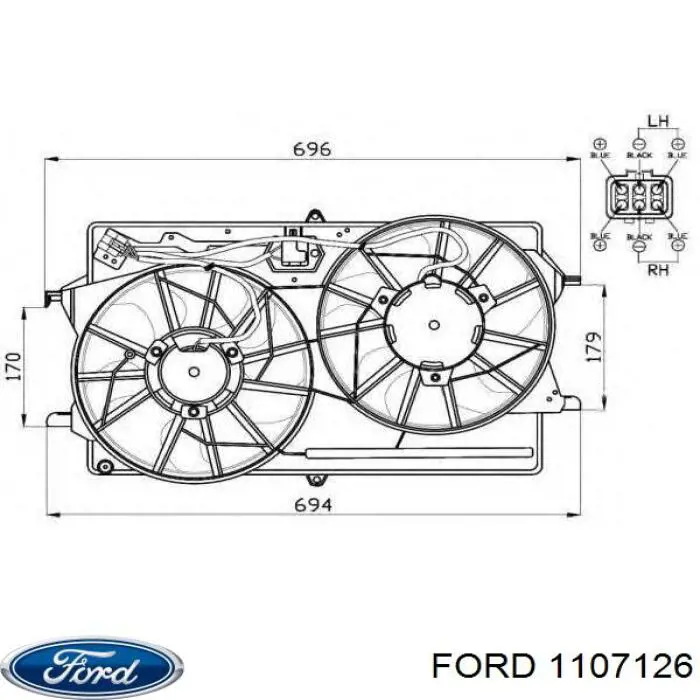 Электровентилятор охлаждения 1107126 Ford