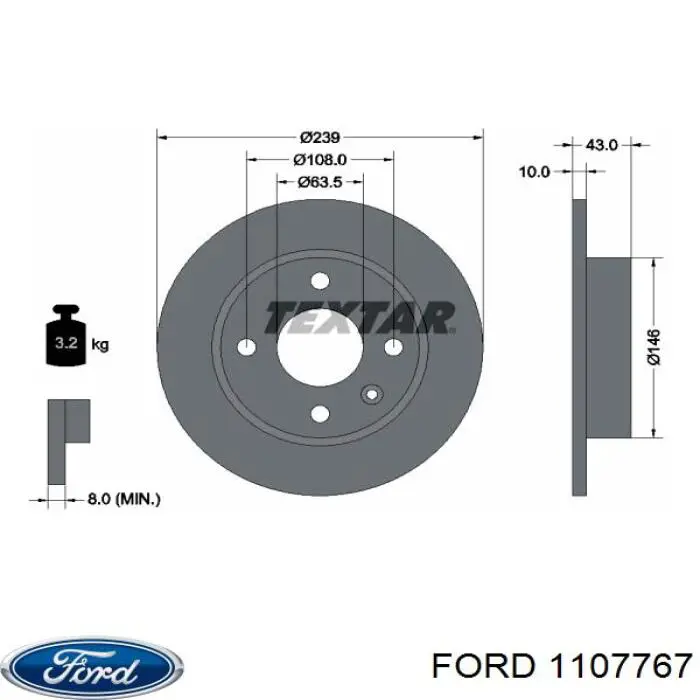 Передние тормозные диски 1107767 Ford