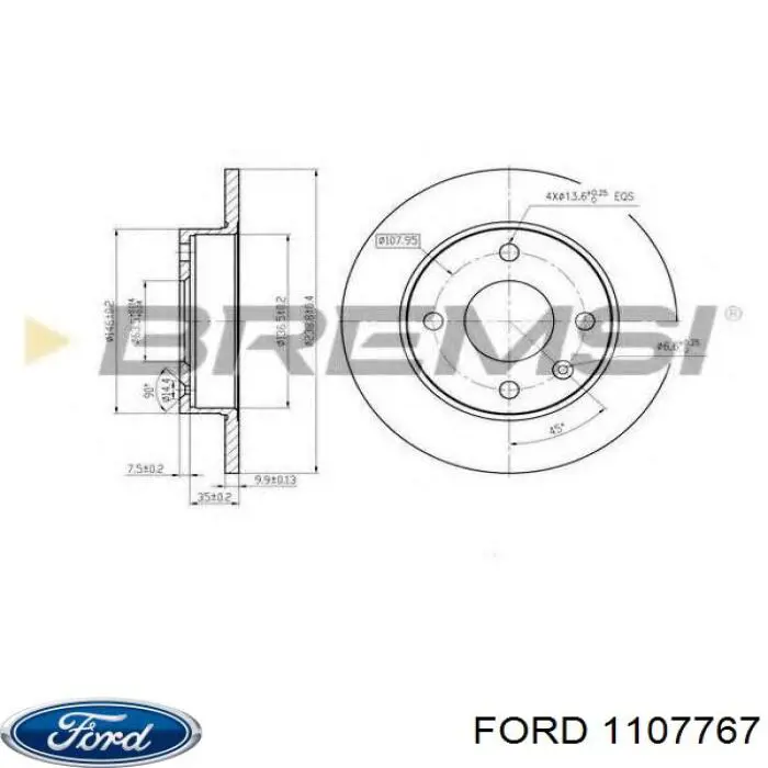 Передний тормозной диск Ford 1107767